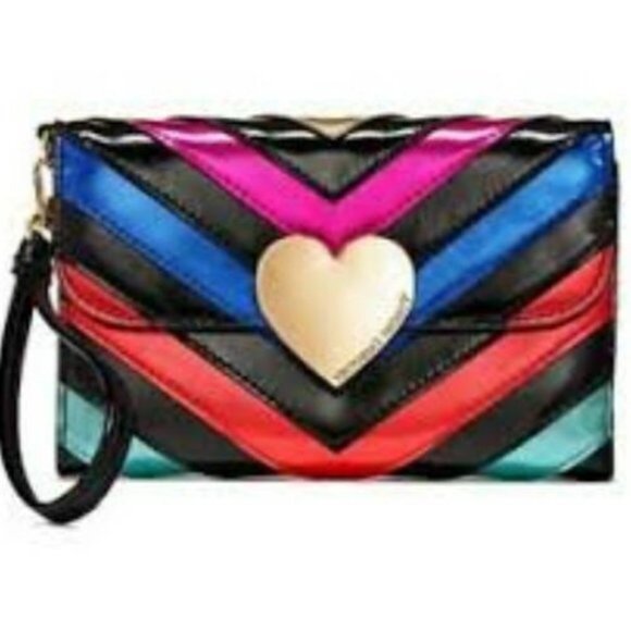 Victoria's Secret bag valentines Wristlet Purse hearts stripes - Picture 7 of 9
